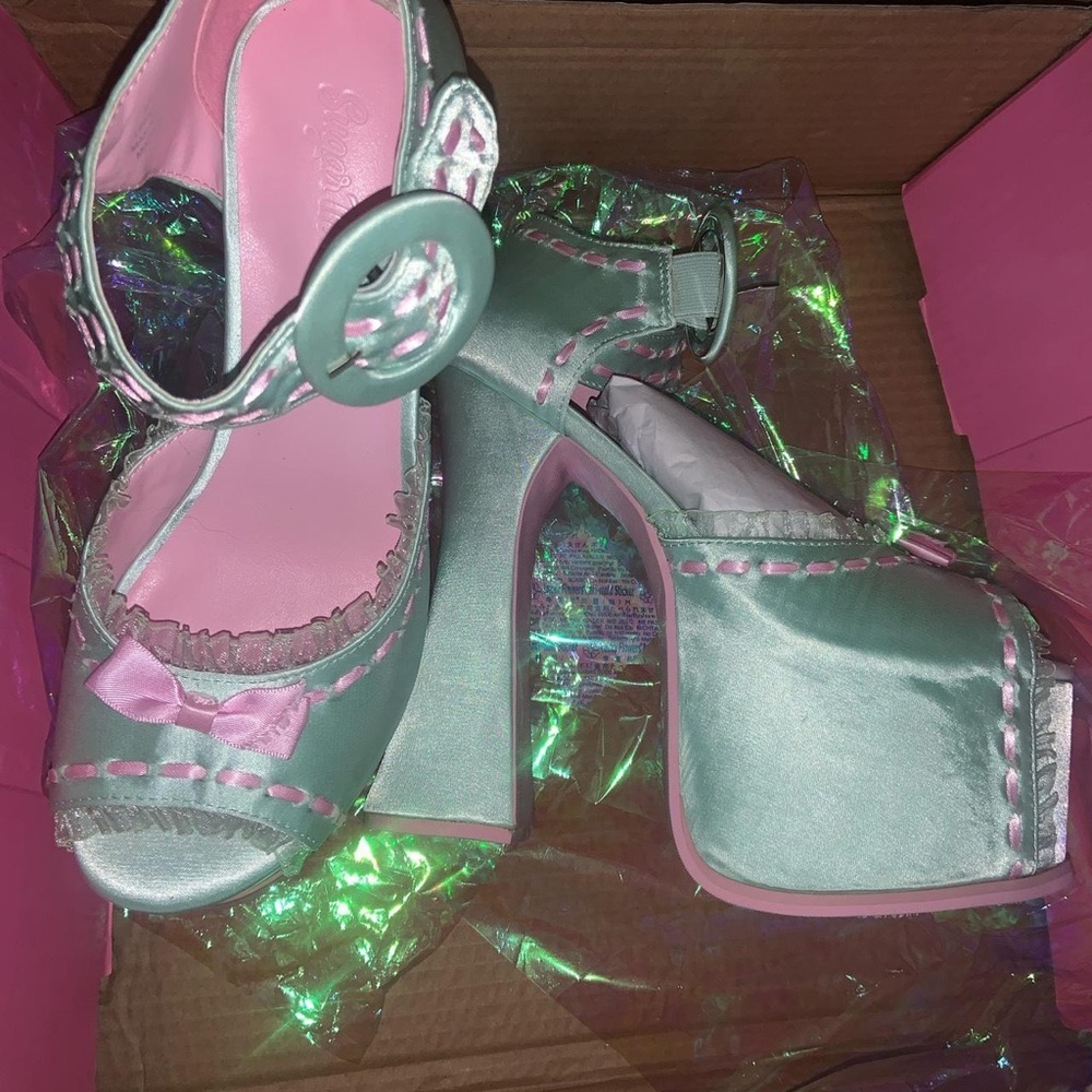 Pink & green heels from Sugar Thrillz Brand New size 9 - Picture 3 of 7